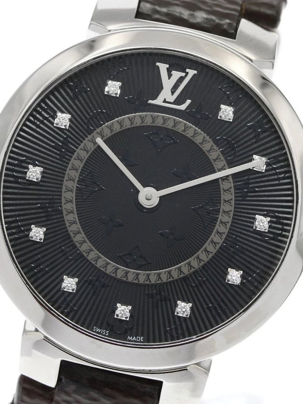 LOUIS VUITTON Tambour Slim MM QA144 11P diamond black Dial Quartz Ladies_960224